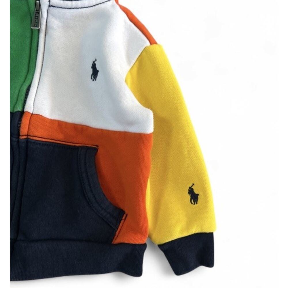 Ralph Lauren Colorblock Full Zip Hoodie Sweatshirt Baby Boy 12 Months Pony Logo - Picture 3 of 8